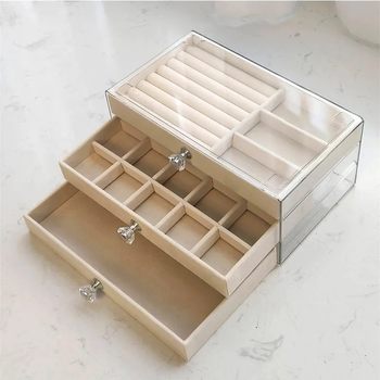 Jewelry box storage box high-end acrylic anti-oxidation display stand earring necklace cleaning drawer