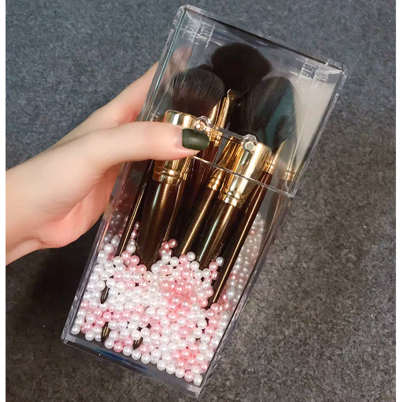 Transparent brush bucket case containing cylinder dust-proof with lid make-up brush Cosmetic Containing Box Eyebrow Pen Beauty