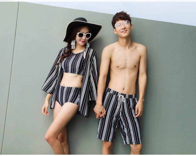 Bộ đồ bơi đôi bikini bikini ba mảnh phù hợp với phụ nữ mỏng bên ngoài quần áo đi biển bên bờ biển khu nghỉ mát mùa xuân