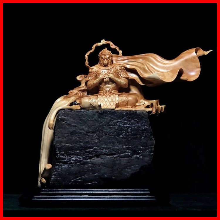 Climber fights over the Buddha's sky The Kirin Wuerung Kirin Five Longone Stone Solid Wood Root Carved Wood Carving Handicraft Swing Decoration