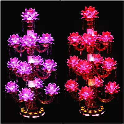 LED thirteen colorful rotating crystal lotus flowers falling lights Buddha hall lights Buddha headlights Temple lights