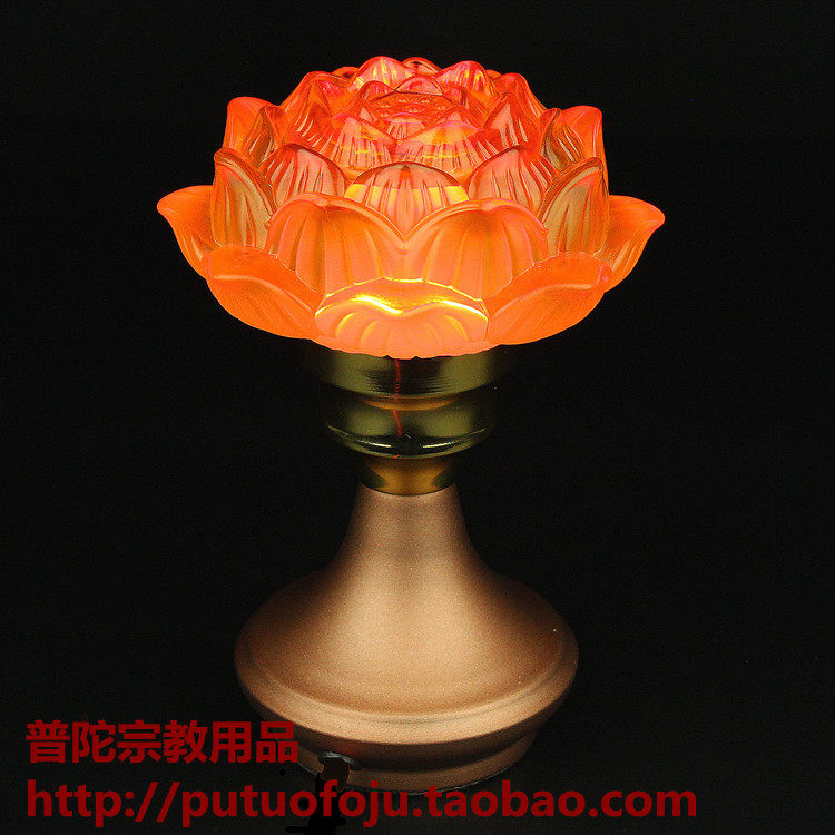 Buddha supplies Buddha front imitation glass lotus lamp Buddha lamp LED Changming Lamp Guanyin Lamp Colorful lucky lamp Household