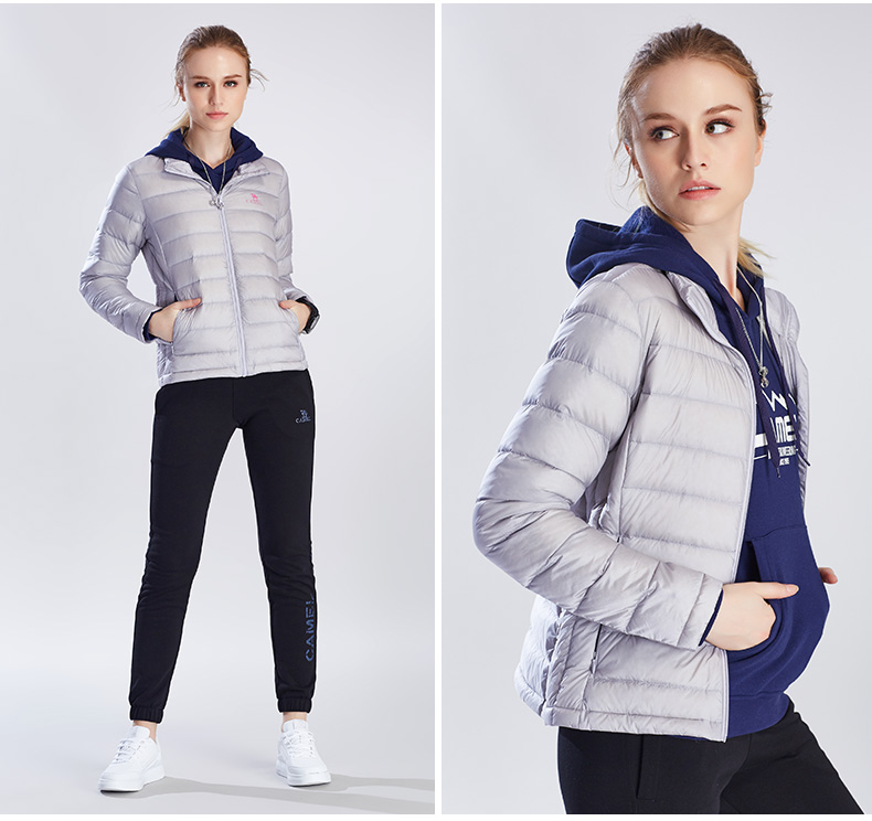 Camel thể thao loạt cuộc sống ấm áp thể thao và áo khoác giải trí đứng cổ áo unisex thể thao ngắn xuống áo khoác áo phao nike chính hãng