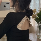 Черное короткое осеннее термобелье, базовый демисезонный лонгслив, с открытой спиной, 2021 года