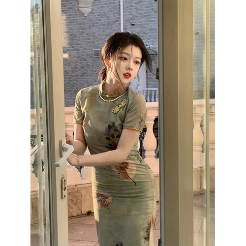 Легкое ципао, элитное ретро платье, 2025 года, светлый стиль, китайский стиль