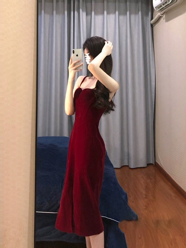 Вечернее платье, красное бархатное свадебное платье