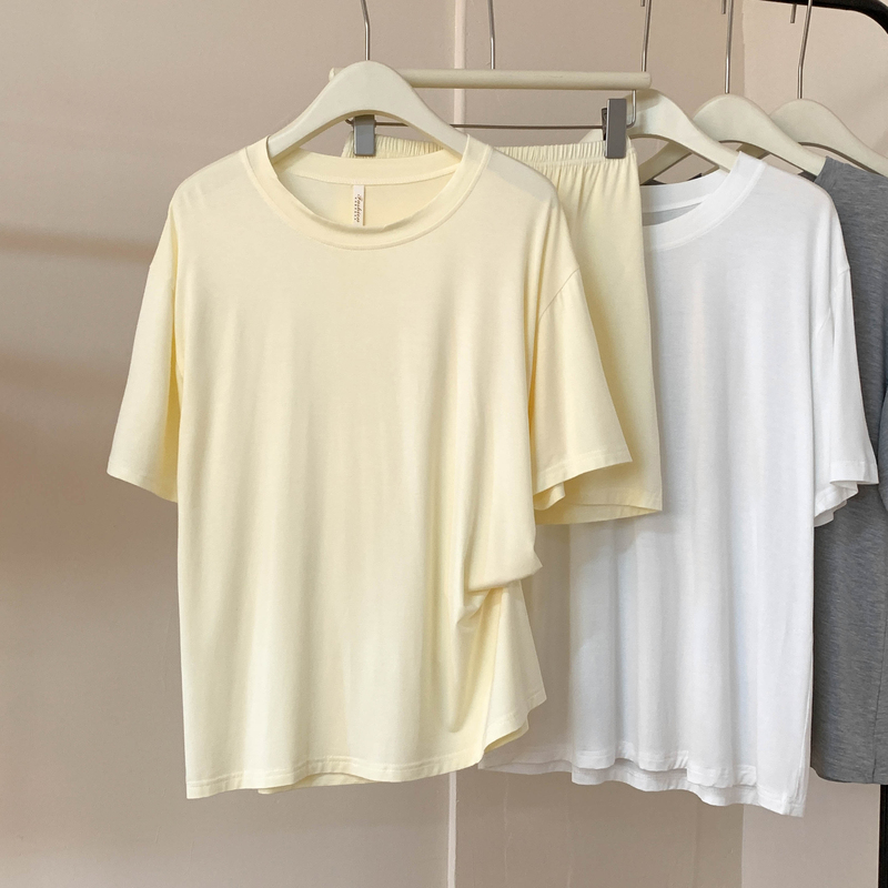 Modal Cotton Round Neck Pullover Pajamas for Women, Thin Short-Sleeved Shorts, 2025 Summer New Style, Comfortable Home Wear Set