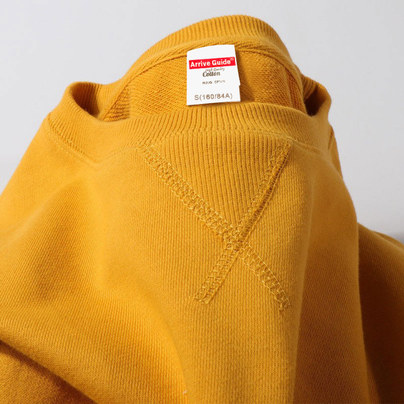 380g Heavyweight Thick Crew Neck Long-Sleeve T-Shirt Sweatshirt Layering Solid Color Ginger Yellow Pure Cotton White Men's Top Women's