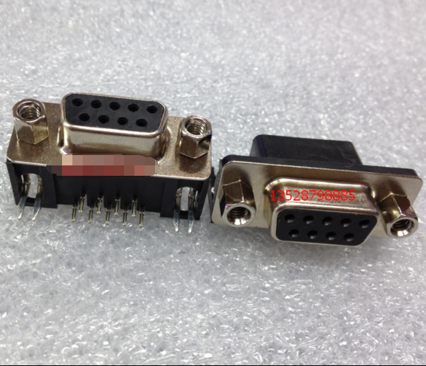 DB9 horizontal welded plate socket COM port computer PCB board socket 9 needle base bend welding plate 232 serial port socket