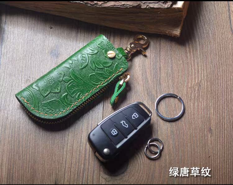 Trường hợp da bò chìa khóa xe da Trường hợp đầu tiên khóa kéo da bò Trường hợp chìa khóa xe ô tô thiết lập trường hợp chìa khóa di động - Trường hợp chính ví móc khóa giá rẻ