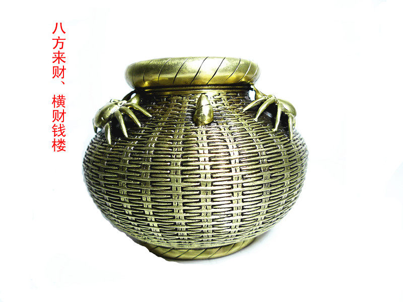 Pure Copper Crab Poly Basin Swing with cash and copper pot deposit pot 8 Fang to finance the living room office collection of silver counter ornament