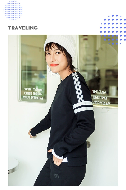 Áo thun nữ Anta 2018 mùa thu mới cổ tròn đan áo thể thao thời trang áo len giản dị 16838718