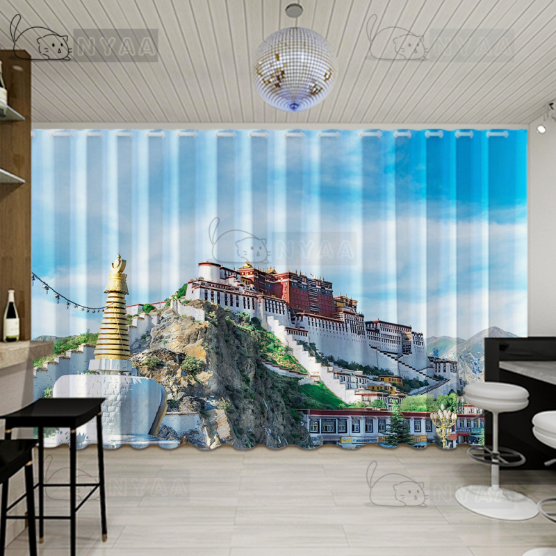 Tibetan Potala Palace 3D Stereo Tibetan Landscape Painting Mongolian Genghis Khan Qinghai-Tibet Plateau Restaurant Curtain Fabric Tibetan Potala Palace 3D Stereo Tibetan Landscape Painting Mongolian Genghis Khan Qinghai-Tibet Plateau Restaurant Curtain Fabric