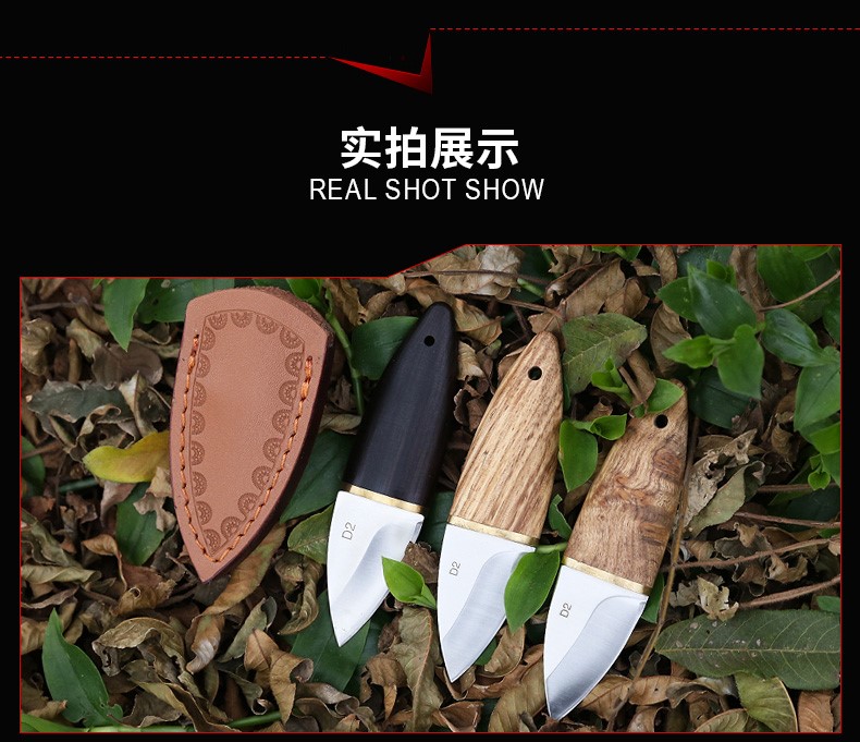 New hoang hoang kiếm D2 thép ngoài trời tự vệ dao thẳng mini cầm tay Thụy Sĩ dao độ cứng cao sắc bén sống sót dao găm đi rừng
