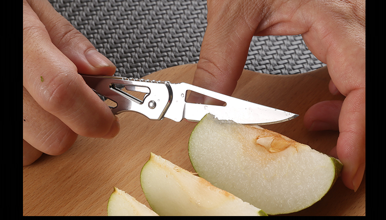 Thép không gỉ saber dao mini cầm tay chuỗi khóa độ cứng cao gấp sắc nét cầm tay tự vệ Thụy Sĩ dao trái cây kìm đa năng