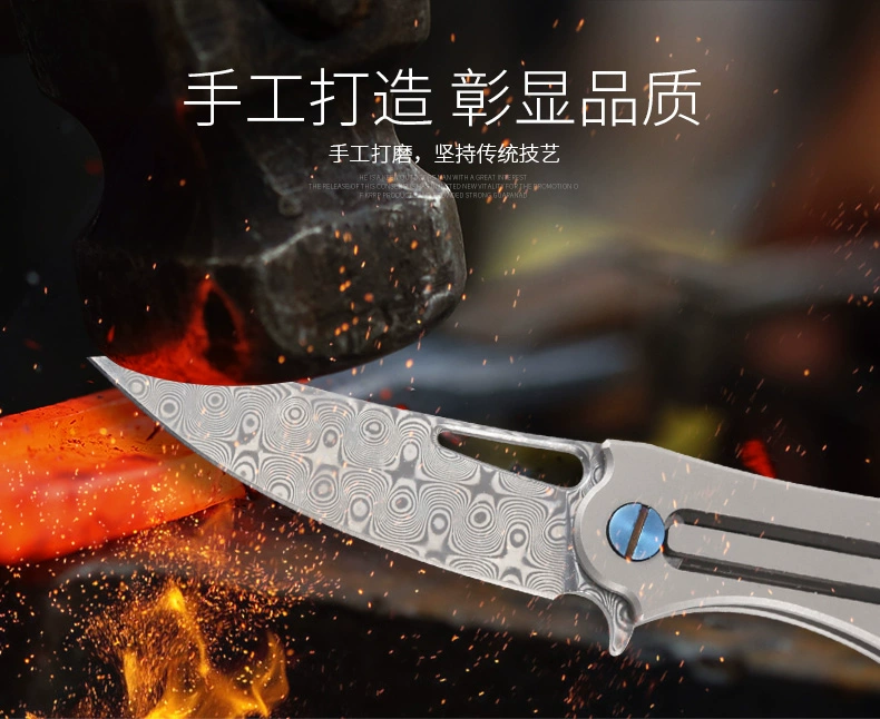 Dao thép ngoài trời Damascus Dao gấp dao tự vệ Dao Saber bỏ túi Dao kéo trái cây Dao Thụy Sĩ Mini Carry