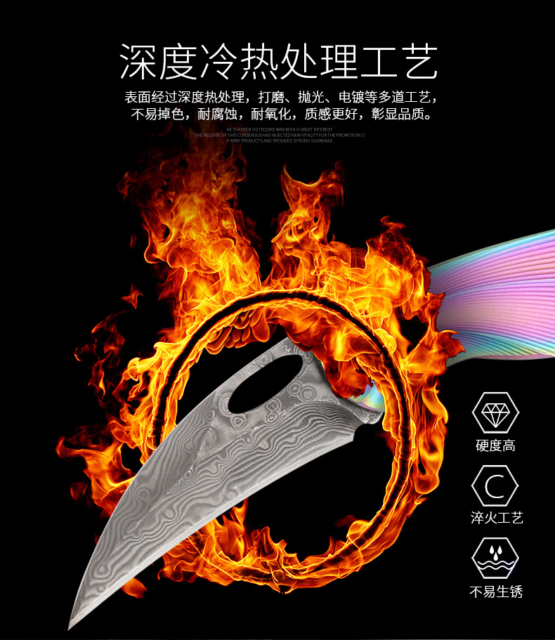 Dao thép ngoài trời Damascus có độ cứng cao Dao tự vệ Thụy Sĩ Mini Sharp Công cụ quân đội chiến thuật cầm tay swiss army knife