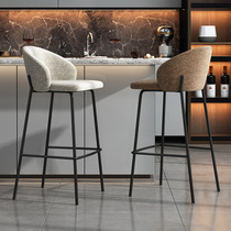 Cream style bar chair home light luxury backrest high stool front desk cotton and linen bar chair island table dining side chair bar stool