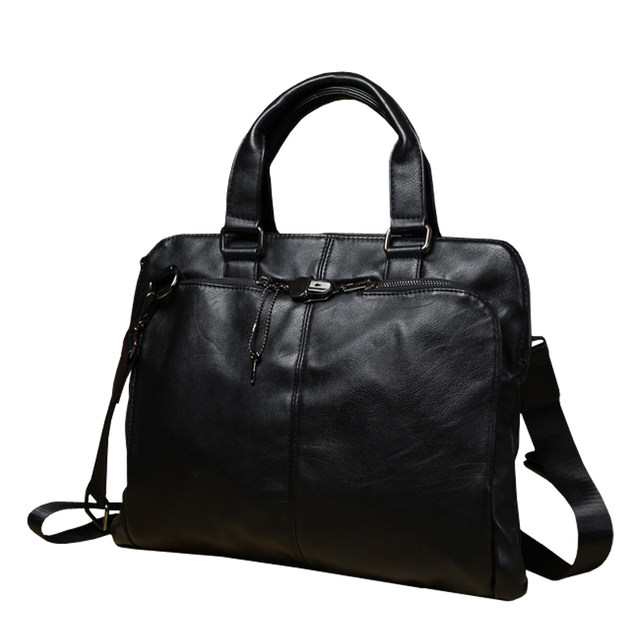 European station new men's genuine leather business handbag Korean style briefcase crossbody bag youth casual shoulder bag men