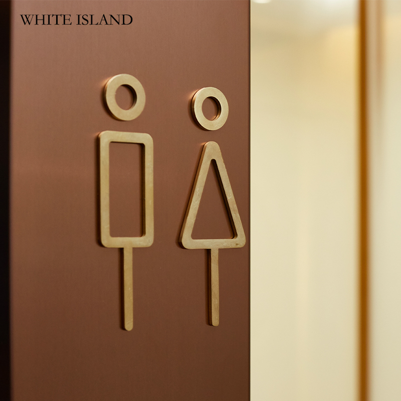 【New Product Launch】Men's and Women's Restroom Signs Metal Copper Door Signs Hotel Public Restroom Washroom Direction Signs