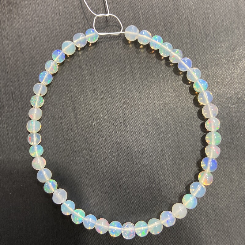 Natural Colored Opal Round Bead Bracelet with Fire Color Opal Beads and Opal Stone Natural Colored Opal Round Bead Bracelet with Fire Color Opal Beads and Opal Stone