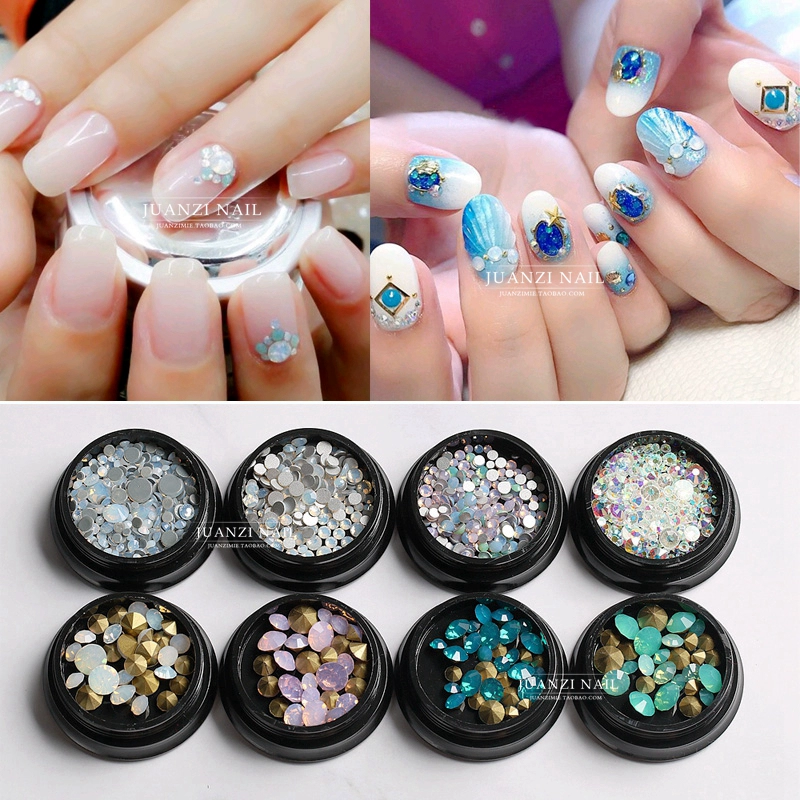 Đồ trang sức cho cô dâu Nail Fantasy Protein Kim cương phẳng-đáy Kim cương nhỏ màu hồng xanh lá cây Protein điểm-đáy Kim cương nhỏ Hộp đen hỗn hợp - Vòng đeo tay Clasp