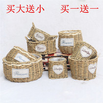 Rattan flower basket grass flower pot flower frame woven bamboo flower arrangement fleshy green dill willow wall-mounted portable living room decoration