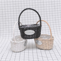 European-style rattan willow straw basket flower basket creative pastoral hand-woven flower arrangement flower planting home decoration ornaments