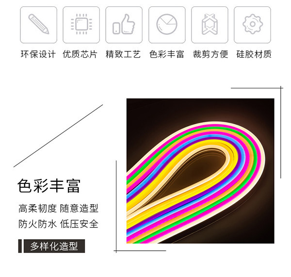 LED Silikon Neon Işık Şeridi 12V Esnek Süper Yüksek Parlaklık Dış Mekan Su Geçirmez Reklam Tabelası Şekil Yazı Yumuşak Işık Şeridi