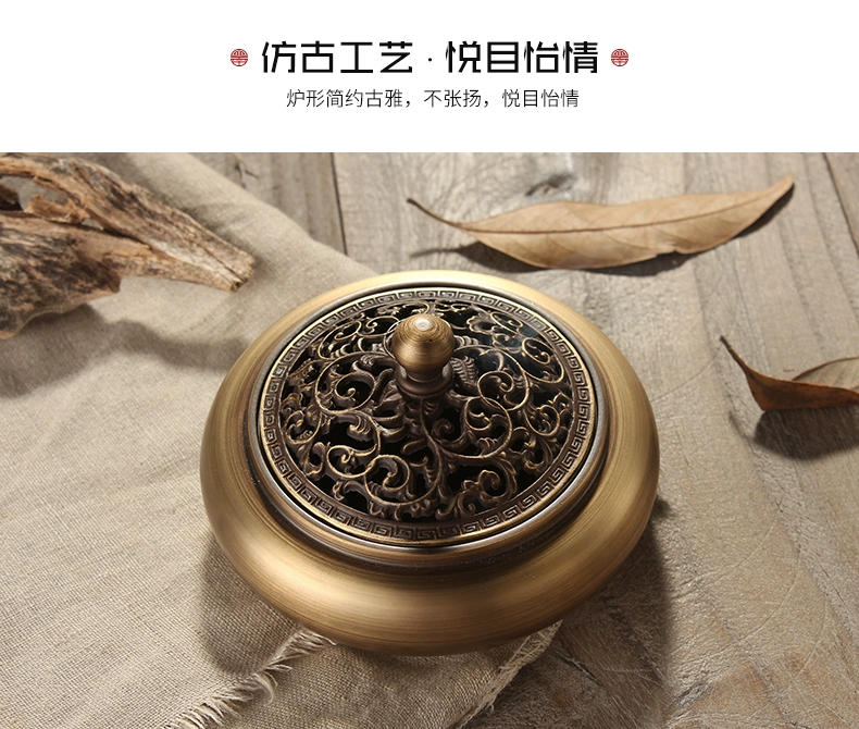 Mo Fan Copper Incense Burn Incense burner Tấm gia đình Hương đốt tinh khiết Đồng gỗ đàn hương Đầu đốt lớn trong nhà Hương đốt trà trang trí Lễ - Trang trí nội thất