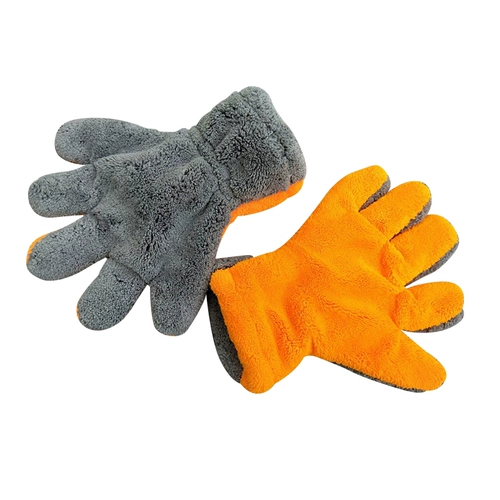 Перчатки для мойки автомобиля, плюшевая медвежья лапа на пять пальцев, впитывающий материал, утолщенный коралловый бархат, протирка автомобиля, пена, мойка автомобиля, очистка без повреждения лакокрасочного покрытия.