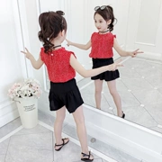 Quần áo bé gái mùa hè 2019 set đồ thời trang mới cho bé thời trang bé gái mùa hè lưới đỏ hai mảnh set khí ngoại - Khác