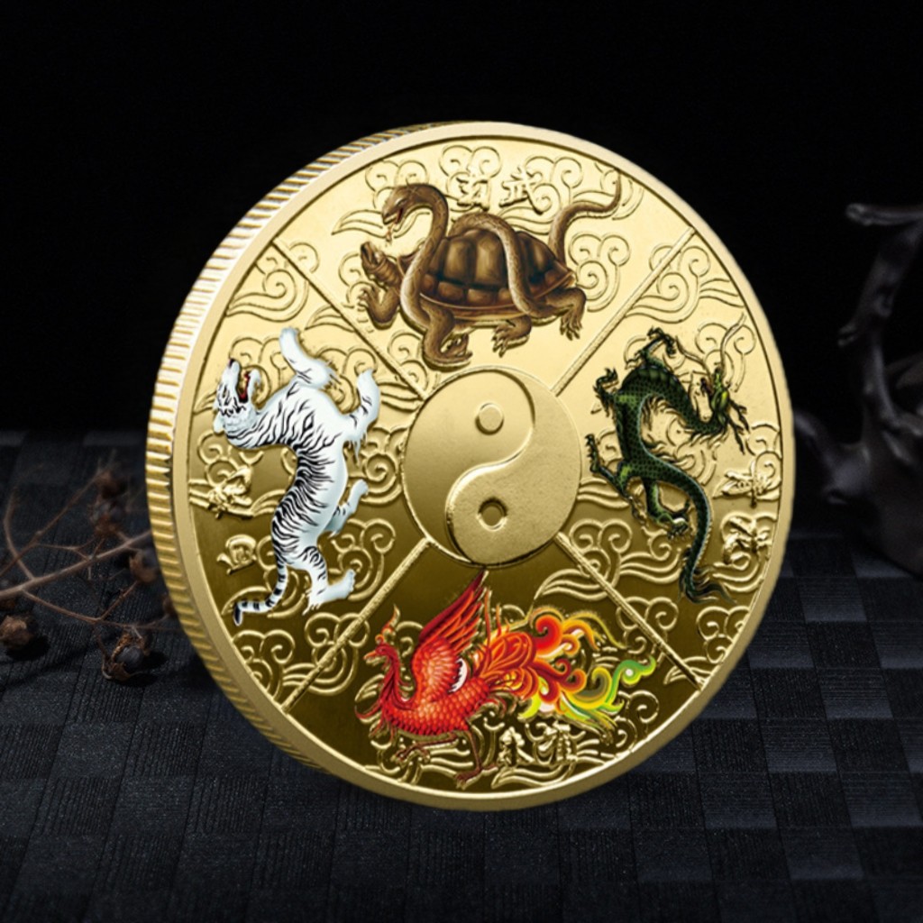 新太極四神獣記念コイン、古代神獣輸出記念メダル、直径45mm、カラー印刷コイン