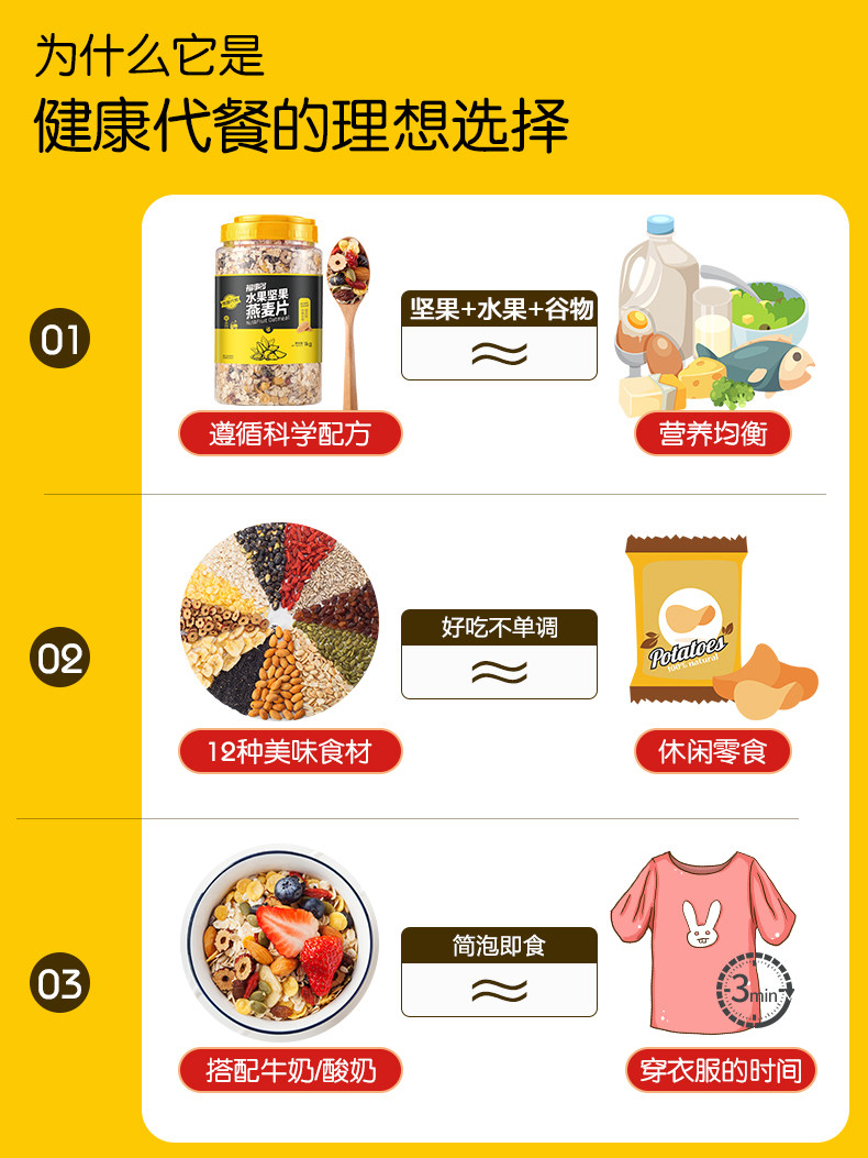福事多 水果坚果燕麦片 2斤 早餐速食 图5