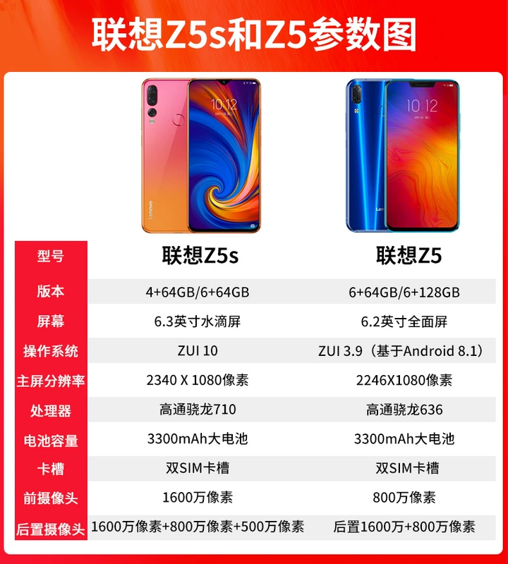 New Spot / Lenovo / Lenovo Z5S đầy đủ Netcom Xiaolong 710 toàn màn hình đầy đủ cửa hàng flagship chính thức xác thực z5pro Netcom smartphone tùy chỉnh phiên bản hoàn toàn mới Zhu Yilong 6 + 128g - Điện thoại di động