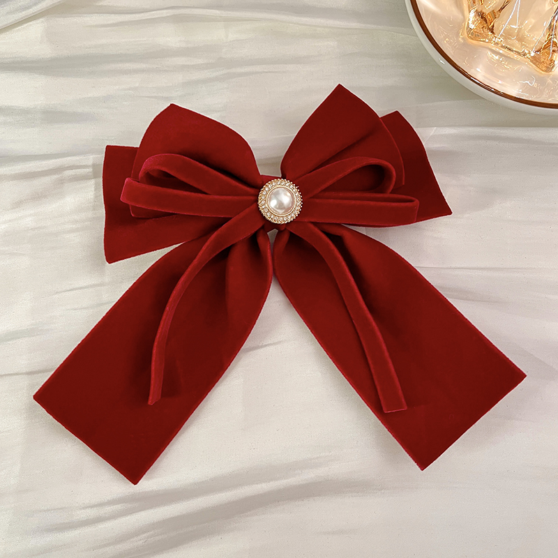 images 33:New Year's Red velvet Butterfly Blade Hair Cover with High-Level Faith Card Fashion on the Side of the Female Head