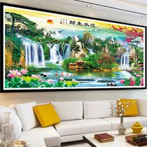 Water and money landscape painting new version of 5d diamond cross embroidered diamond 2021 new living room welcome pine point paste diamond