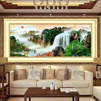 Printing cross stitch rising sun east rising water making money Landscape painting landscape 2021 new living room line embroidery full embroidery large