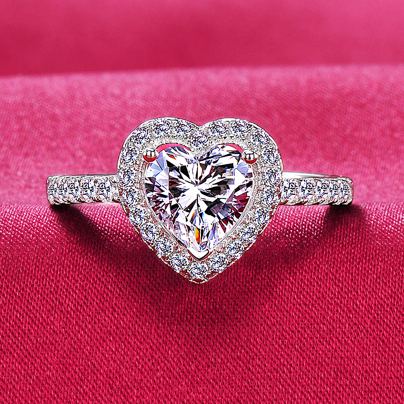 American moissanite ring D color female simulation diamond ring wedding ring diamond jewelry belt certificate measuring pen 80337