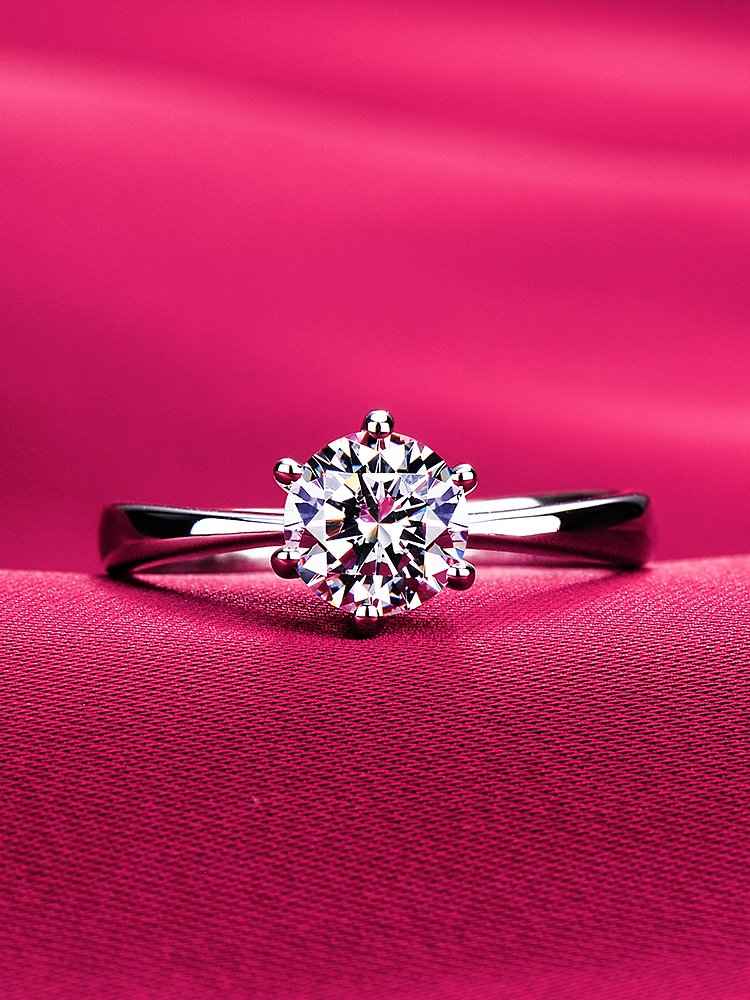 American Moissan stone ring D color female simulation diamond ring Wedding ring Diamond jewelry with certificate diamond measuring pen