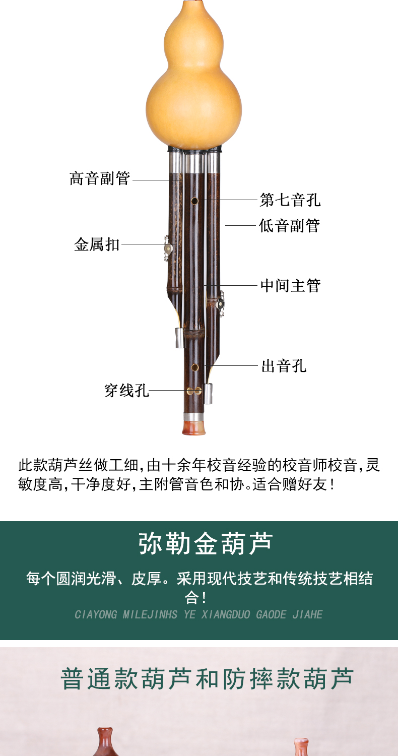 葫芦丝 学生 初学 c 调降 b 调 自学 小 Da / g / f 调 云 紫 紫竹 5 调 套装 乐器 - Nhạc cụ dân tộc sáo