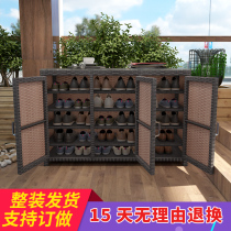 Outdoor shoe cabinet waterproof sunscreen garden villa rattan Art Cabinet outdoor balcony shoe cabinet home door corridor breathable