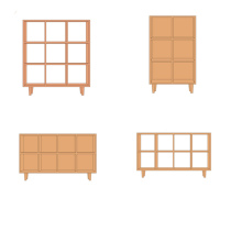 Japanese-style cherry wood solid wood simple bookshelf floor rack red oak lattice cabinet low display cabinet combination bookcase