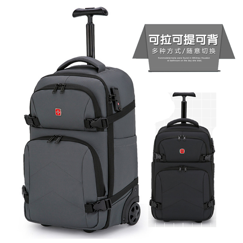 Trolley Backpack, Men's Business Computer Backpack, Casual Short-Distance Business Trip, Boarding Travel Bag, School Bag for College and Middle School Students