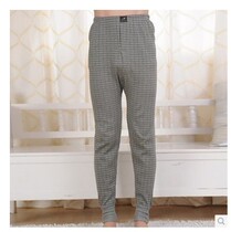 Hailin thermal underwear middle-aged and elderly mens trousers cotton padded knitted Plaid autumn pants single piece