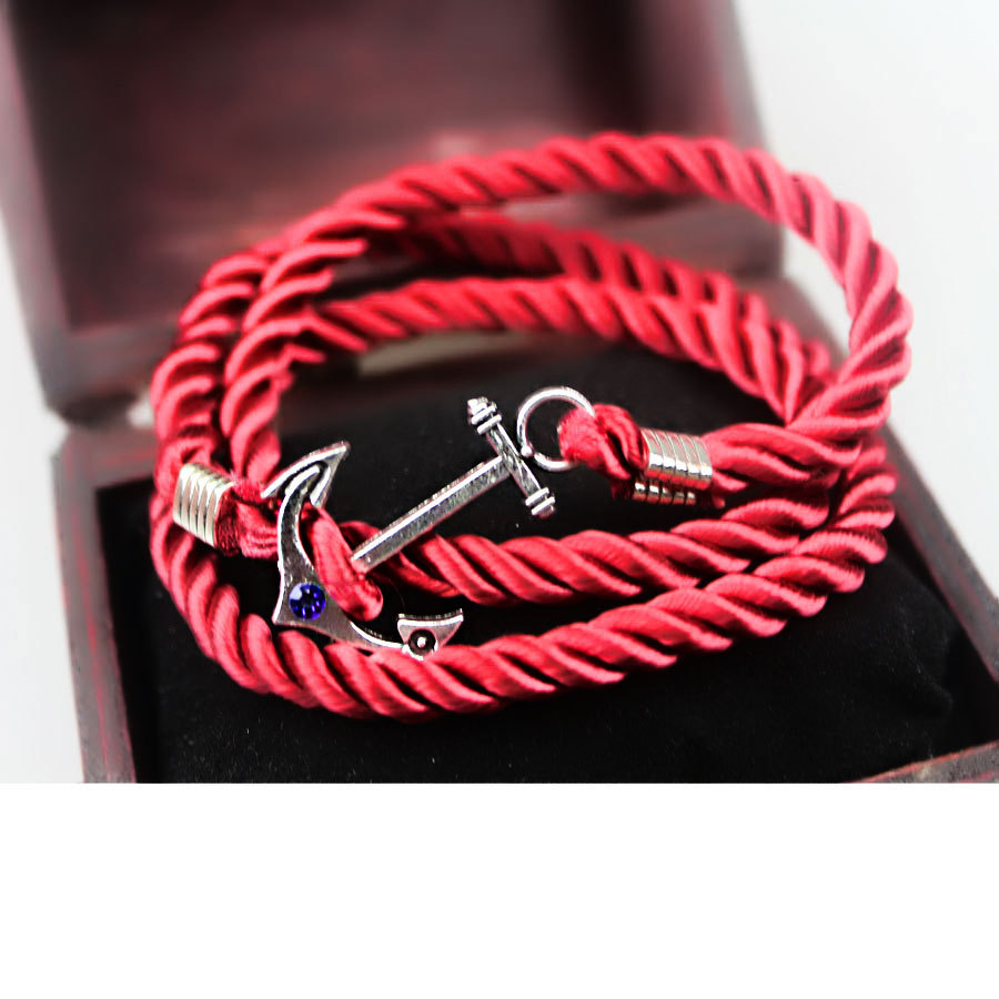 Châu Âu và Hoa Kỳ retro KJP handmade neo tay dây cotton và vải lanh ba vòng tròn bện cô gái vòng đeo tay cặp đôi thương hiệu thủy triều thạch anh tóc đen