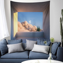 Window clouds light luxury background ins hanging cloth Nordic style photo bedroom rental room to create decorative tapestry wall cloth