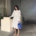 Váy sơ mi trắng 2019 xuân hè Hàn Quốc V-cổ dài tay eo dài xù dài eo cao - Sản phẩm HOT