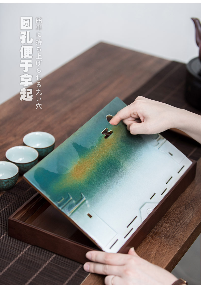 British kung fu tea tea tray was contracted home square, small tea tray storage dry Taiwan tea sea ceramics