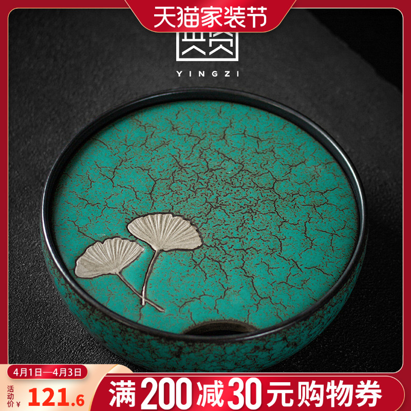 Variable round small dry terms plate coarse pottery water mini tea tray ceramic kung fu tea pot of tea tea bearing